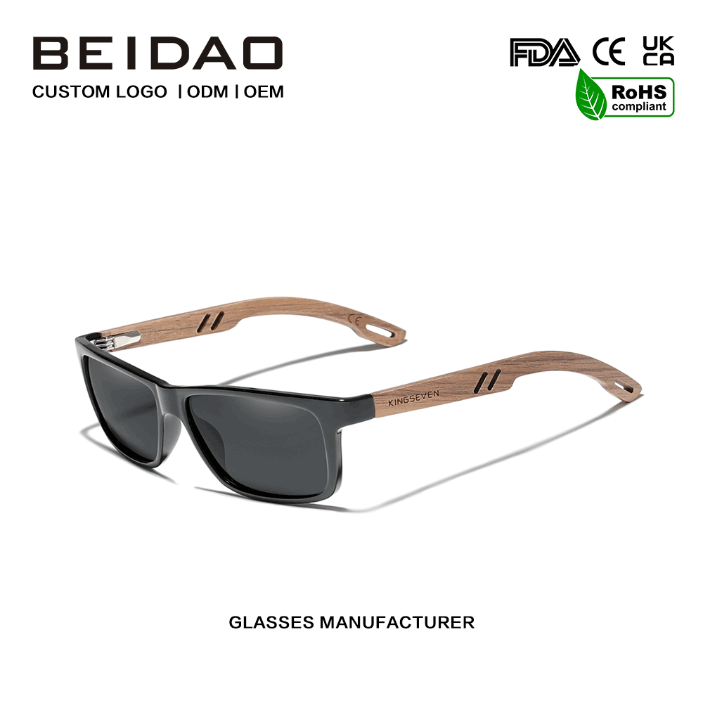 Classic Natural Black Walnut TR90 Frame Sunglasses