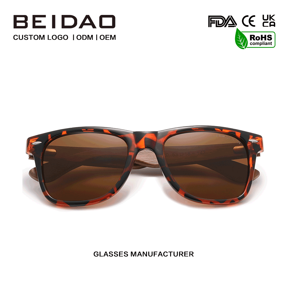 Classic Walnut Anti-Reflective Retro Leopard print Sunglasses