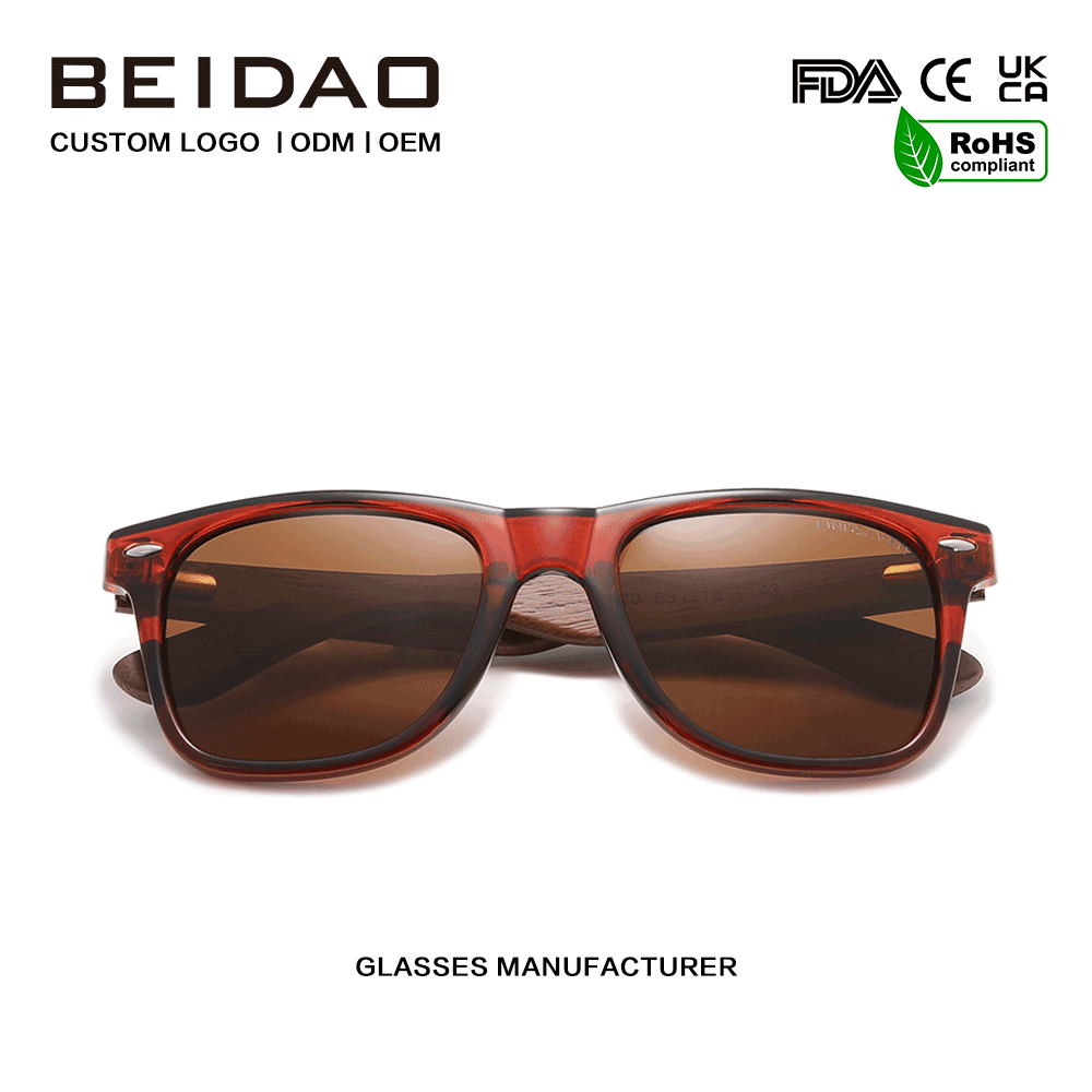 Classic Walnut Polarized Anti-Reflective Retro Sunglasses
