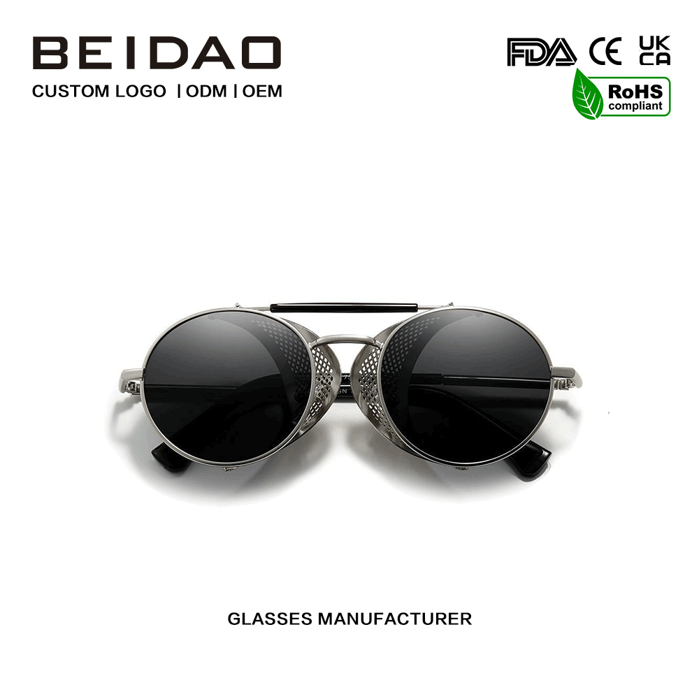 Designer UV400 protection Round Alloy Frame Cross-border Glasses