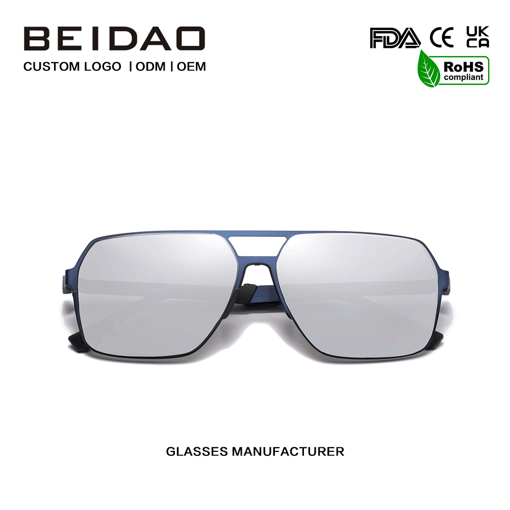 For Unisex Durable Stainless Oversized Silver Square Sunglasses