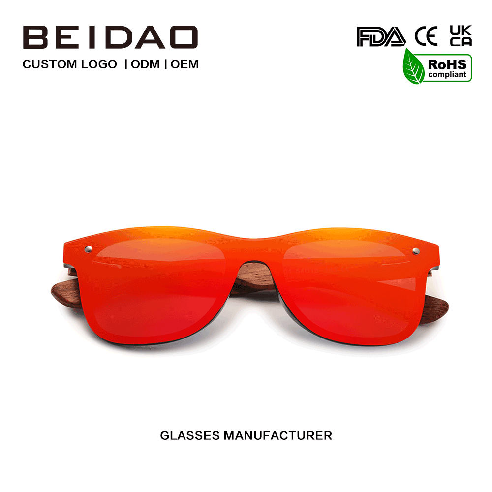For Unisex Original Bubinga Wood Red Polarized Sunglasses