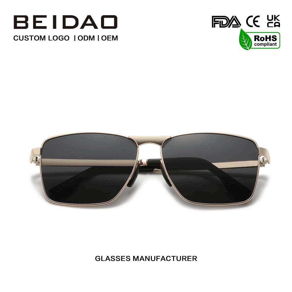 Luxury Alloy Square UV400 TAC Lenses Sunglasses for Unisex