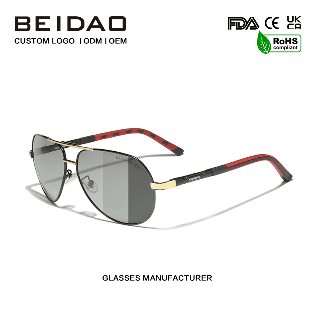 Men‘s Luxury Color-changing UV400  Fashion Alloy Frame Sunglasses