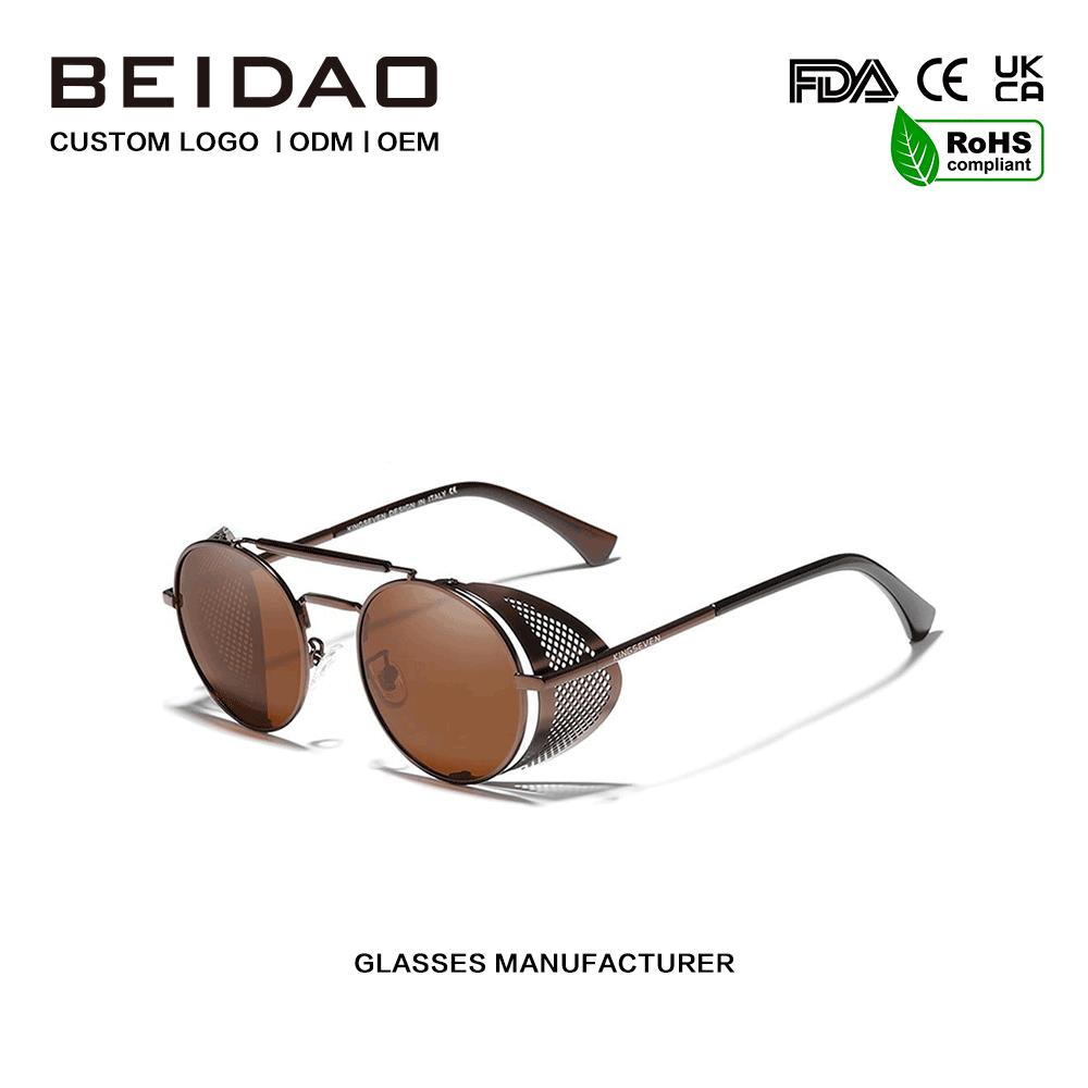 Men's Vintage Round Punk Sunglasses Driving