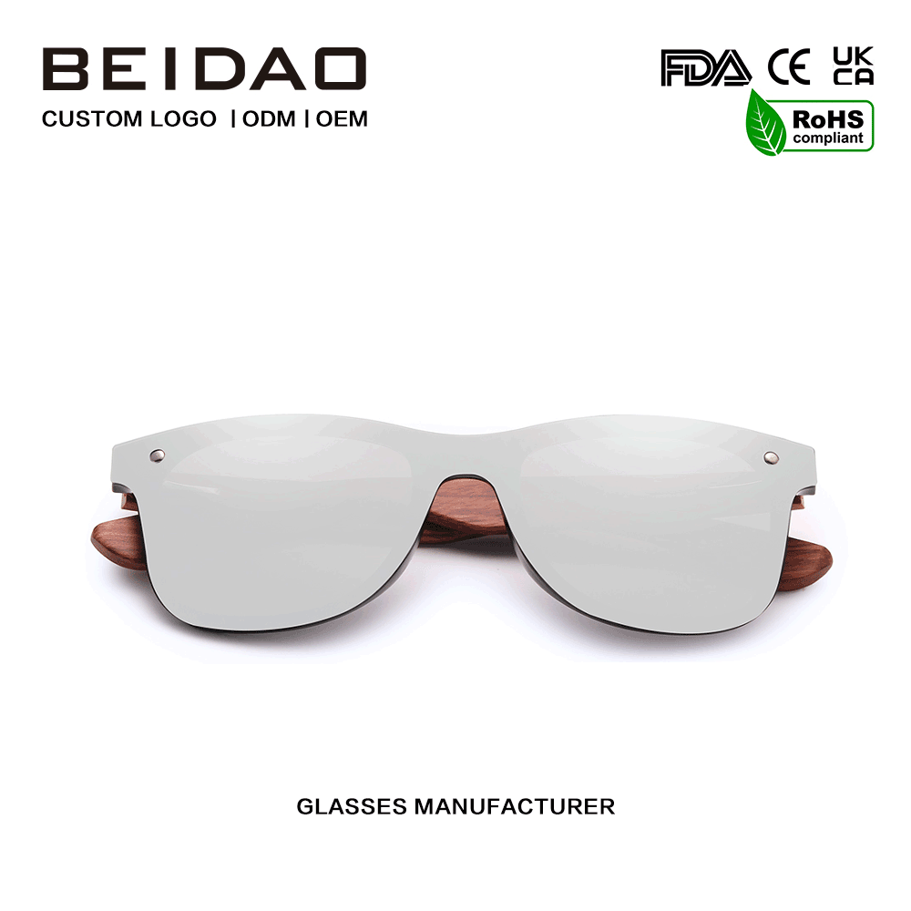 Modern Original Bubinga Wood Silver Polarized Sunglasses