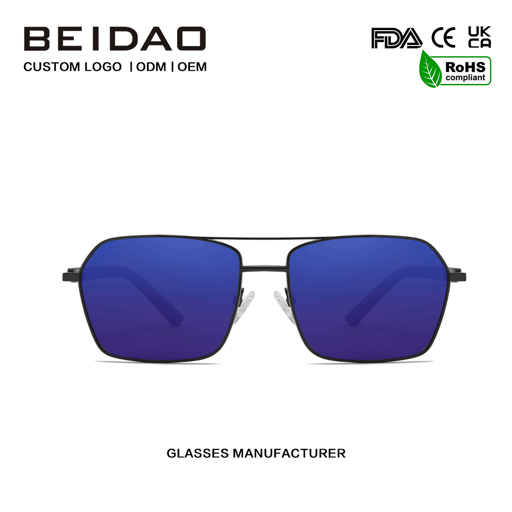 Modern Retro Aluminum Alloy Blue UV400 Lens Sunglasses Driving