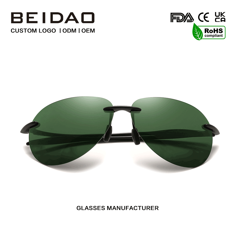 New Designer Ultralight TR90 Frameless Green Lens Sunglasses