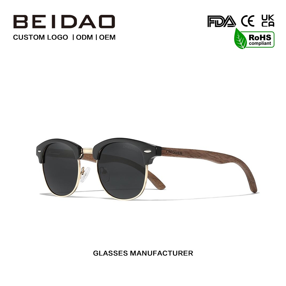New Men Polarized Walnut Wooden Sunglasses