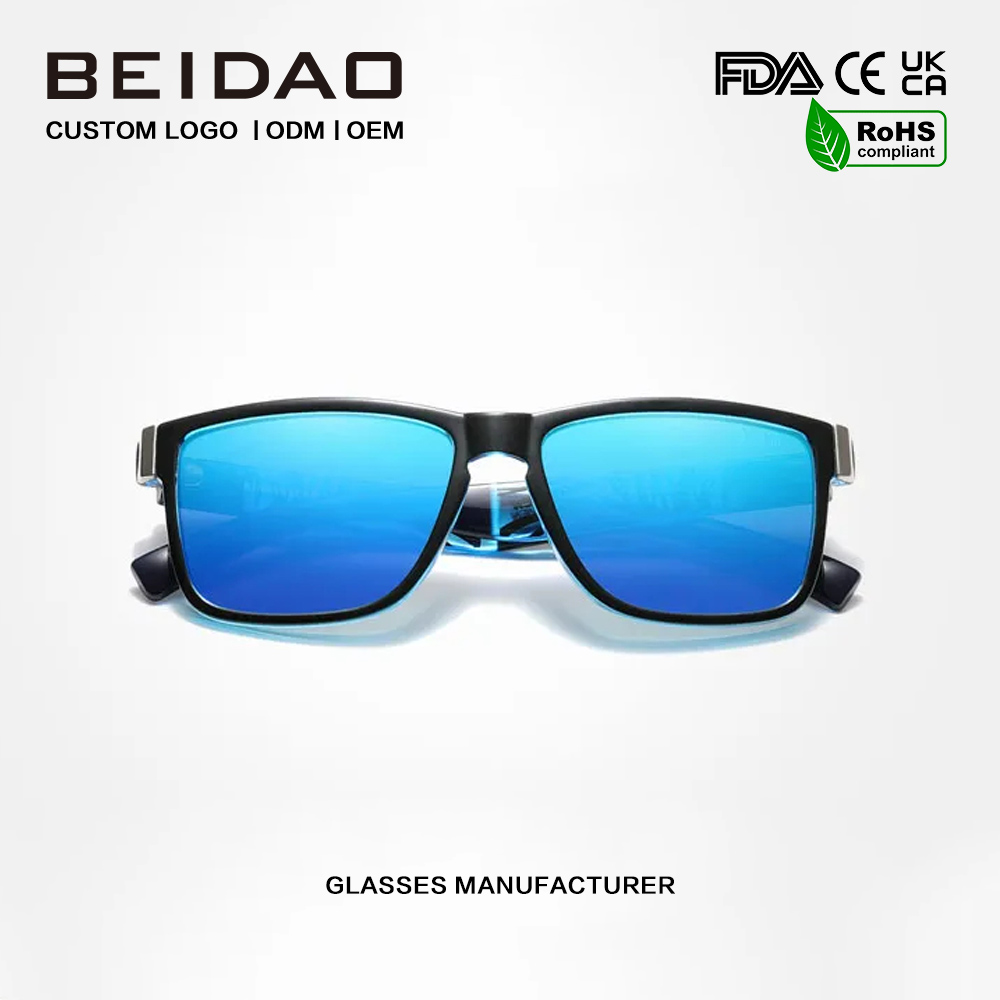 Zebra-print TR90 Blue Mirror Lens Sunglasses
